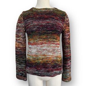 Oui Round Neck Long Sleeve Multicolor Knitted Sweater
